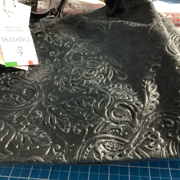 Black leather oversized handbag, tote bag, overnight   Made In Italy NWT - Picture 10 of 16